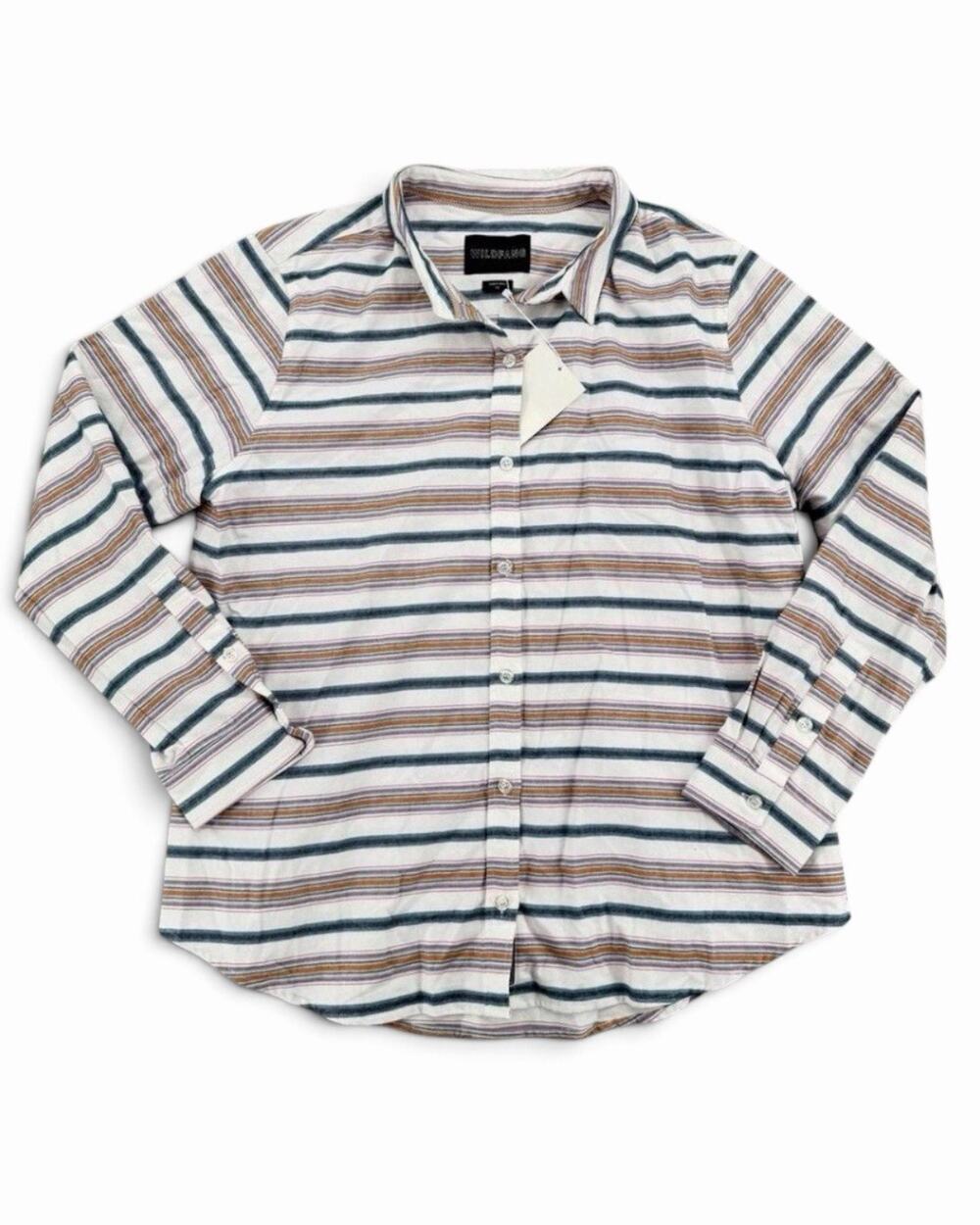 Wildfang The Essential Long Sleeve Flannel Button Up Striped Small NWT